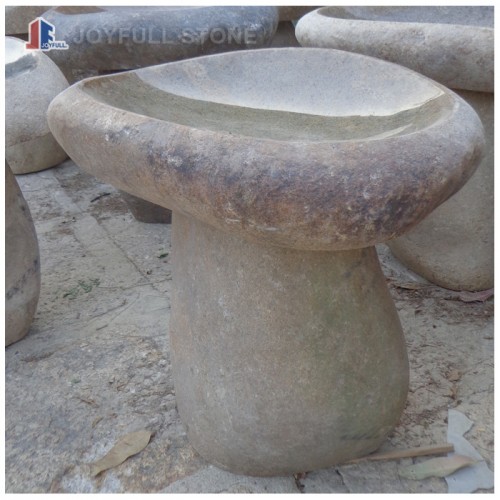 Boulder stone birdbath