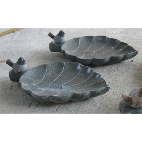 GW-018-2, Dark grey granite bird bath