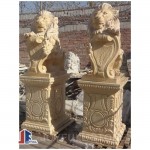 KQ-384, Custom Golden Silvia Marble lion statues