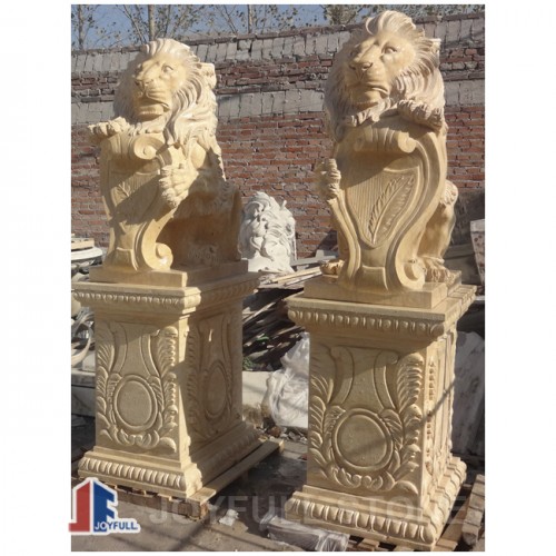 KQ-384, Custom Golden Silvia Marble lion statues