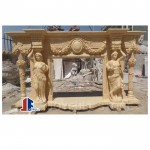 Custom galala beige marble fireplace mantels