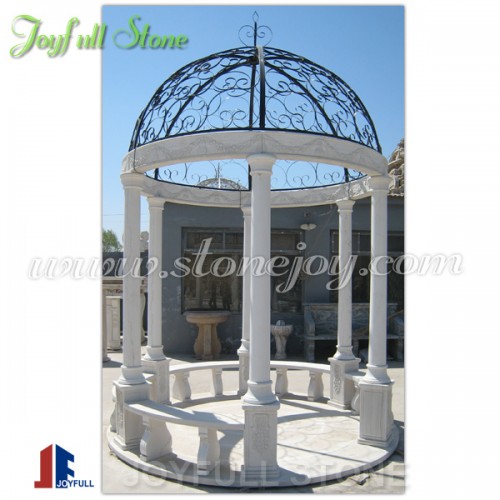 GN-587, Outdoor white marble gazebo for sale