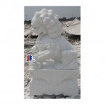 White marble fu dog statues
