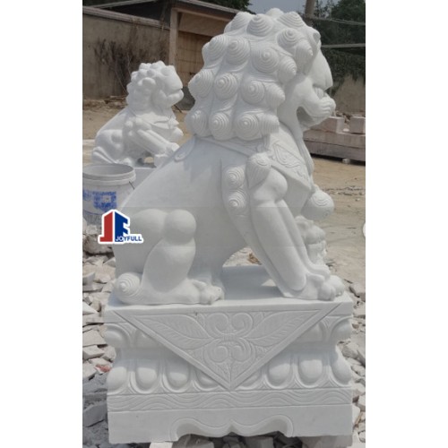 Marble foo dog animal sculptures