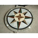 014, Mixed Marble Compass Mosaic Medallion