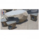 Boulder stone table set, basalt furniture