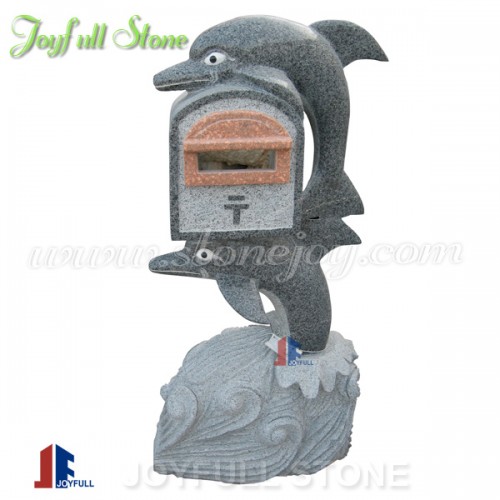 GM-066 Outdoor garden stone dolphin letterbox