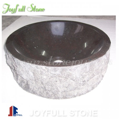 SI-167, Black stone granite round sinks for bathroom