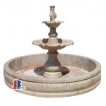 2 tiers outdoor travertine stone marble fountain for sale