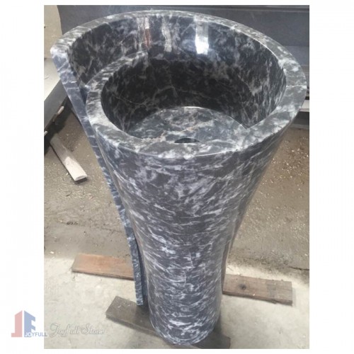 Modern black stone bathroom pedestal sinks