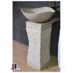 Yellow stone pedestal sinks for indoor and outdoor