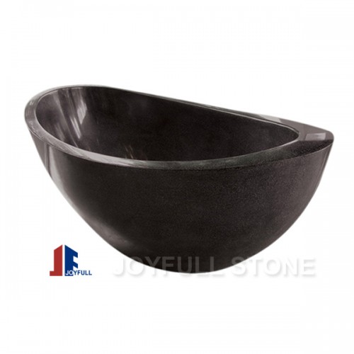 Contemporary black granite stone bathtub