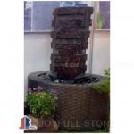Black basalt column fountain set