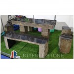 Black basalt stone furnitures patio table set