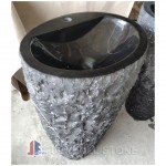 Black marble pedestal sink and basin