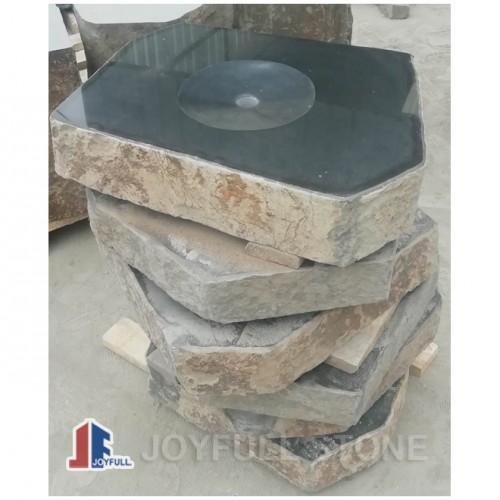 Basalt stone bench table set furnitures