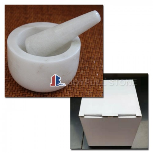 White marble stone pestle and mortar set