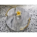 Round Marble Dressing Table Storage Decoration Tray with handle