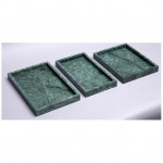 Green Round Marble Dressing Table Storage Decoration Tray with Metal handle