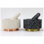Terrazzo Stone Mortar and Pestle with Metal bottom