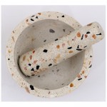 Terrazzo Stone Mortar and Pestle with Metal bottom