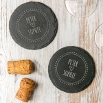 Round Slate Stone Coasters for Drinks With logo