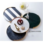 Gold marble tray white marble jewelry tray hexagonal shape