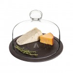 Round slate board with glass dome cover