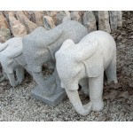 KA-741, escultura de elefante animal de granito gris y gris oscuro