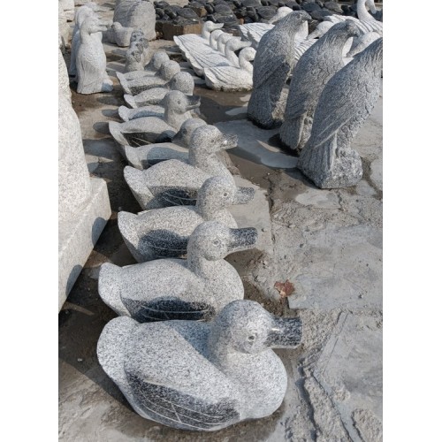 KZ-392, Pair of Carved Stone Ducks Sculpture for garden