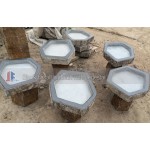 Basalt birdbath for garden and landscaping