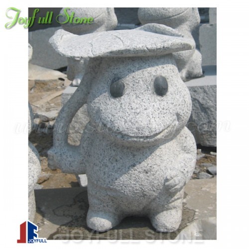 KZ-346,Stone Lovely Frog Sculpture Under Lotus leaf