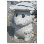 KZ-346,Stone Lovely Frog Sculpture Under Lotus leaf