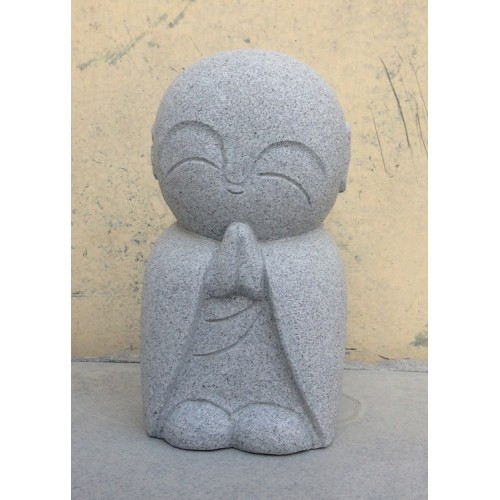 Jizo statue carved from granite, Zen garden element