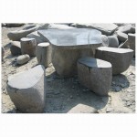Boulder stone table set stone furniture