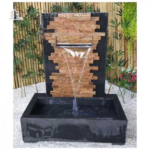 GFC-197, Modern Slate Stone Carved Ripple Wall Fountain