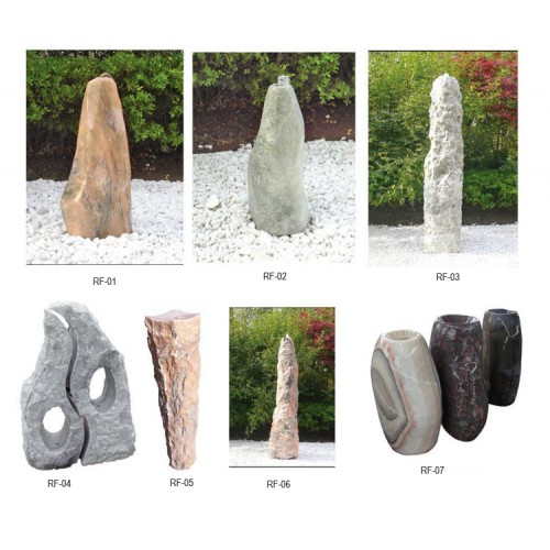 Polished marble pillar water fountains, landscaping water features