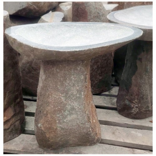 Basalt stone birdbath for home and garden, patio, yards