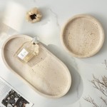 Oval shape beige travertine trays