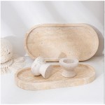 Oval shape beige travertine trays