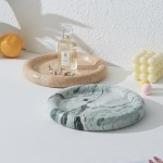 Round edge light green marble trays in round shape