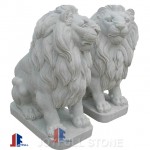 KQ-380, Handcrafted Western-Style White Marble Lions