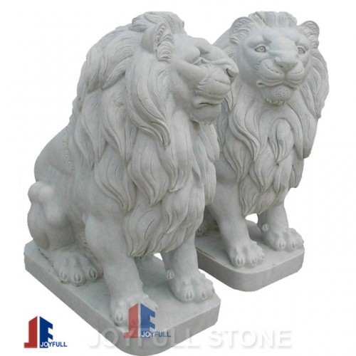 KQ-380, Handcrafted Western-Style White Marble Lions
