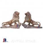 KQ-370, Majestic Western-Style Marble Lion Sculptures in red marble