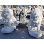 White Marble Lions Animal Sculpture, walking lions