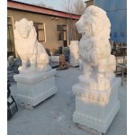 White Marble Lions Animal Sculpture, walking lions