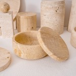 Natural Stone Travertine Storage jars with lid