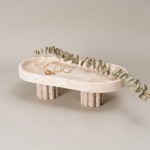 Luxury Oval Shape Travertine Trays with 2 Small Pillars