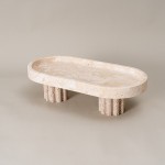 Luxury Oval Shape Travertine Trays with 2 Small Pillars