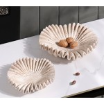 Decorative Fluted Travertine Bowl Elegant Ruffle Design in Two Sizes
